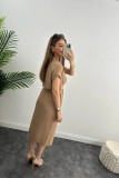 Waist slimming summer solid color elegant ladies blouse dress