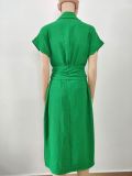 Waist slimming summer solid color elegant ladies blouse dress