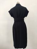 Waist slimming summer solid color elegant ladies blouse dress