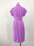 Waist slimming summer solid color elegant ladies blouse dress