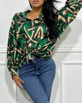 Elegant Print Loose Long Sleeve Comfortable Casual Blouse