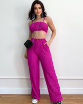 Solid color sling vest sexy trousers women's two-piece set