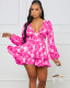 Casual Sexy Deep-V Neck Print Skater Dress