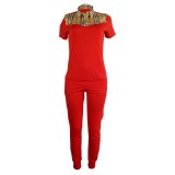 Summer print casual shirt pants two piece set