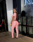 Sexy Solid Color V-Neck Bodycon Two Piece Pant Set