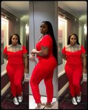 Summer print casual shirt pants two piece set