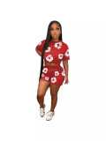 Summer popular printed short-sleeved shorts two-piece set