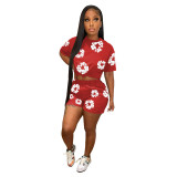 Summer popular printed short-sleeved shorts two-piece set