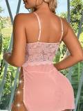 Sexy lace mesh see through hollow out chains lingerie set
