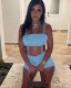 Fashionable solid color two-piece casual strappy shorts set