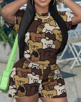 Fashionable casual trendy printed short-sleeved shorts set