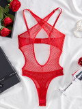 2024 spring new sexy lingerie fishnet see-through sexy open crotch bodysuit