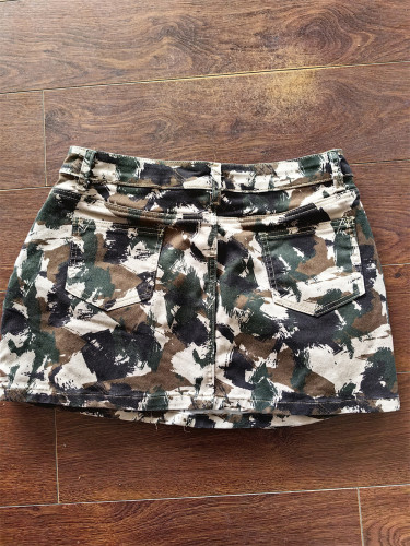 Stretch Camouflage 3D Pocket Skirt