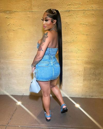 Sexy stretch strapless denim skirt set