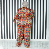 Printed Long Sleeve Blouse Loose Pants Casual Plus Size Two Piece Clothing