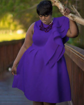 Plus size women's sexy round neck A-line African evening dress