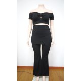 Plus size ribbed two-piece tight sexy nightclub pants set