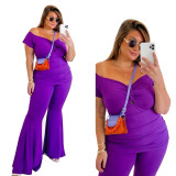 Plus size ribbed two-piece tight sexy nightclub pants set