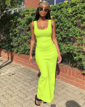 Sexy fashionable ribbed vest long dress