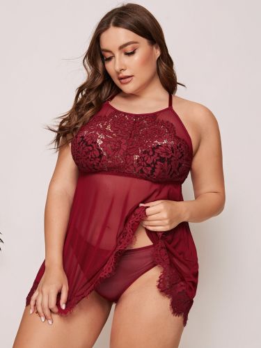 Plus size sexy lace nightgown lingerie