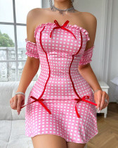 Sexy pink nightgown strapless chemise lingerie