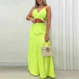 Summer short vest high-waisted pile skirt two-piece set