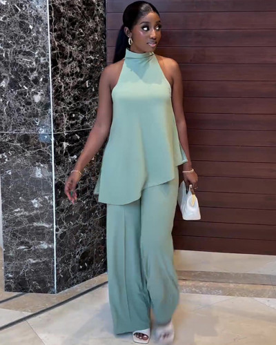 Summer sleeveless camisole wide-leg trousers casual set