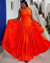 Summer round neck hollow sleeveless formal long dress