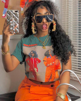 Spring summer women's fashionable short sleeves graphic T-shirt