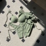 High Waist Sexy Swimsuit Bikini Three Piece Cover-ups Swimwear Set
