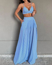 Summer sexy fashionable stripes sling vest mathing pants two piece set