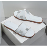 Women's pu leather flat slippers
