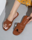 Women's pu leather flat slippers
