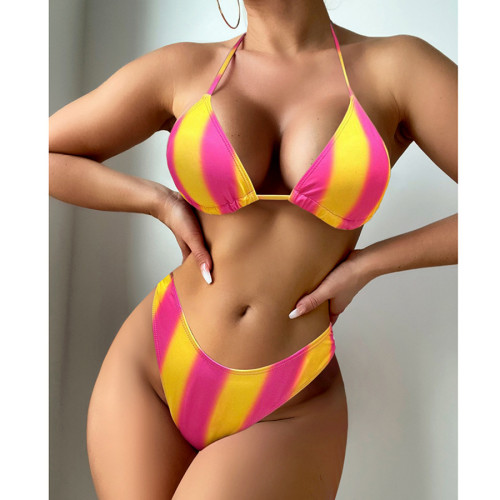 Bikini love mesh sexy swimsuit three-piece set