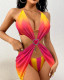 Bikini love mesh sexy swimsuit three-piece set