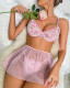 Sexy pink bra set floral lingerie set