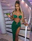 Strapless cropped top sexy slit  skirt two-piece set