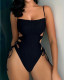 Black hollow out bikini sexy one-piece swimsuit