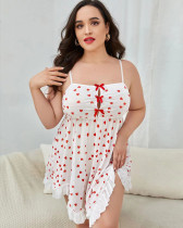 Plus size heart mesh lace temptation sexy babydoll lingerie set