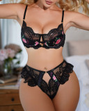 Sexy Flower Nightclub Lace Bra Set Underwear Lingerie Set