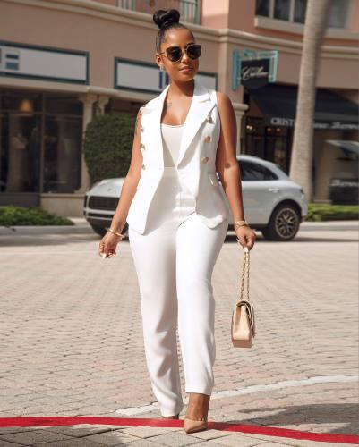 Office two-piece suit vest trousers two piece suit