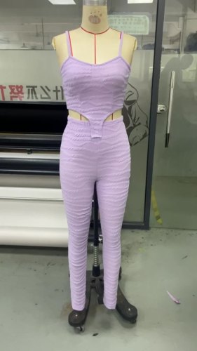 Solid Color Camisole Pants Casual Two-piece Set