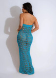 Summer boho beach knitted off-shoulder sequined cutout beach dress