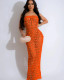 Summer boho beach knitted off-shoulder sequined cutout beach dress