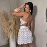 Knitted stretch casual boho beach skirt set