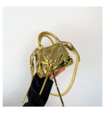 Mini retro leather glossy handbag rivet motorcycle bag shoulder bag for women