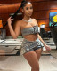 Strapless denim shorts set Elastic tube top belt set