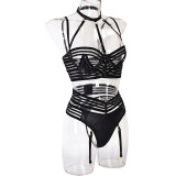 Sexy lingerie set black ribbon bra set