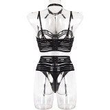 Sexy lingerie set black ribbon bra set