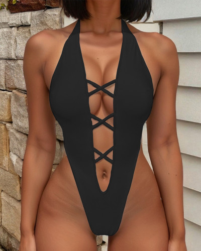 Women's hollow out one-piece bikini swimwear